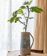 Gray Blue Handpainted Terracotta Table Vase - Ed's Plant Shop