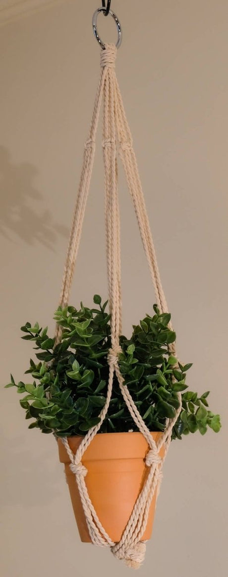 Handmade Macrame Cotton Plant Hanger – 24" Natural Rope - Ed's Plant Shop
