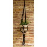 Handmade Macrame Plant Hanger – Black Cotton Rope, 45" for 5–8 Inch Pots - Ed's Plant Shop