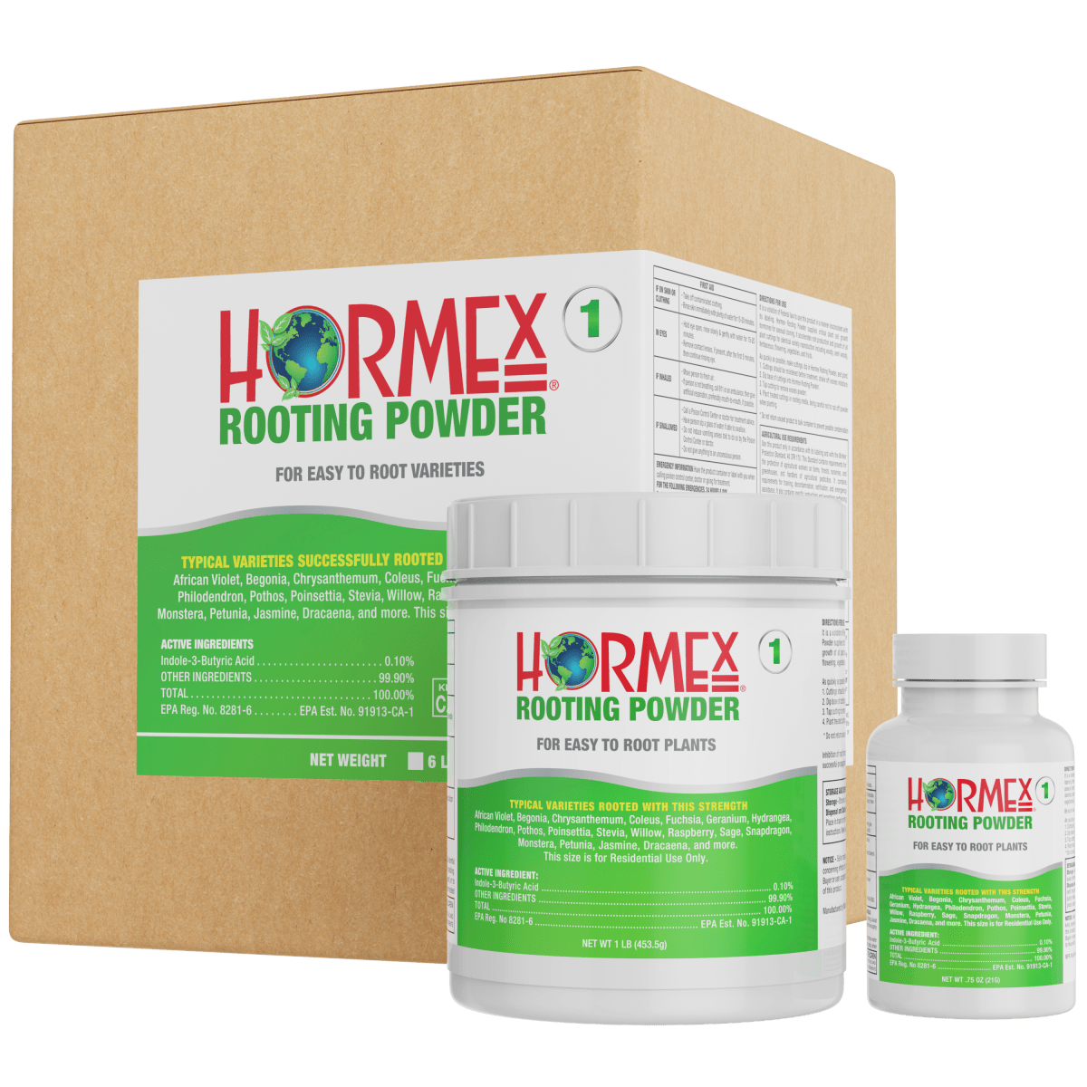 Hormex Rooting Powder #1  0.10% IBA Cloning & Rooting Hormone for  Softwood, Herbs & Succulent Cuttings