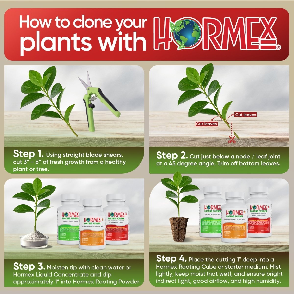Hormex Rooting Powder Pack #1, 3 & 8 – Softwood to Semi-Hardwood