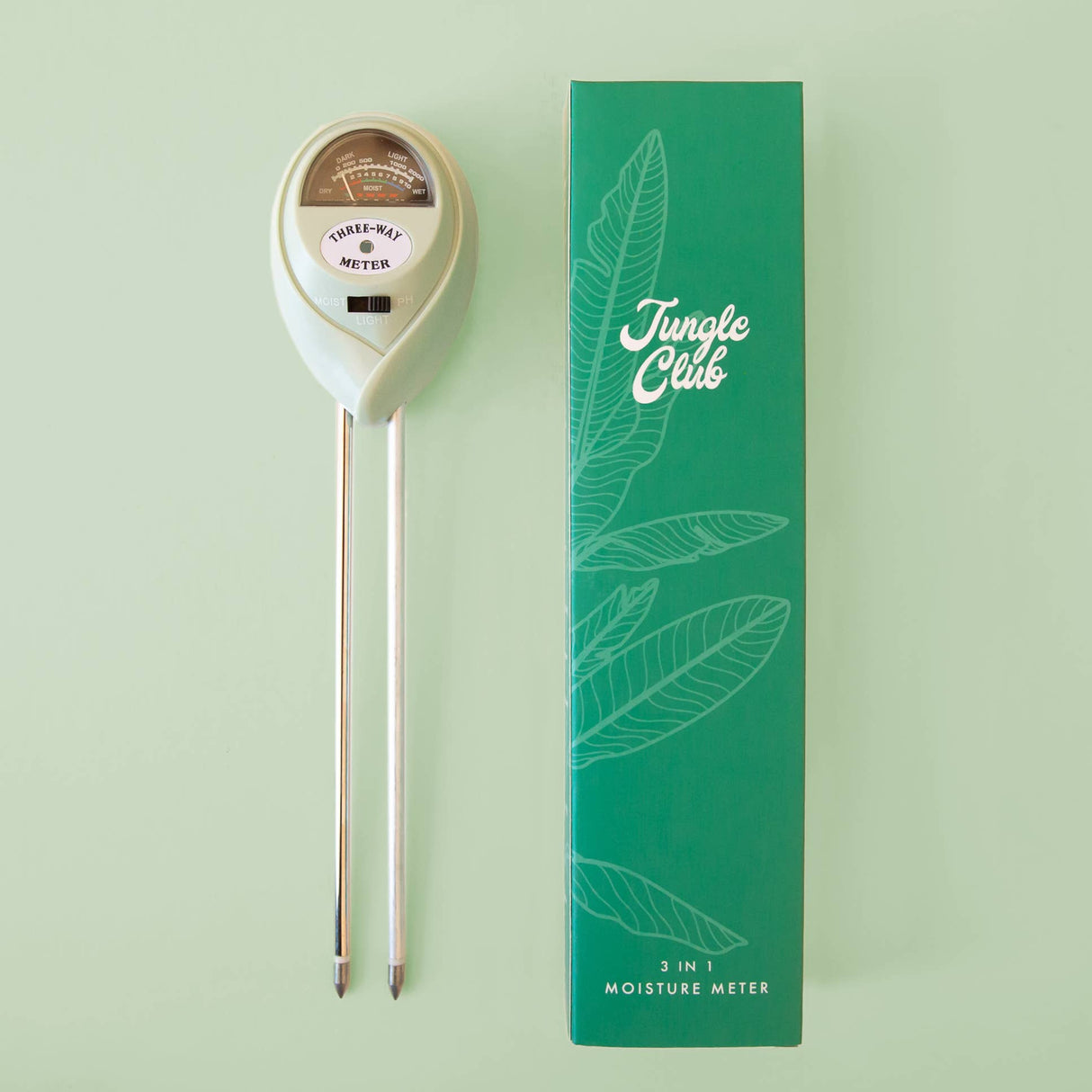 Jungle Club 3-in-1 Soil Meter in Jade | Moisture, pH, Light