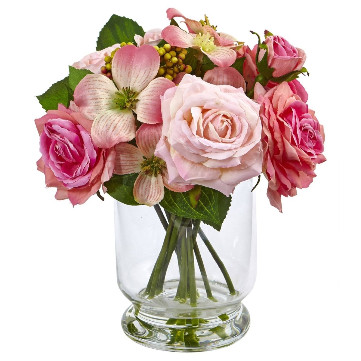 Lifelike Rose and Berry Arrangement - Elegance For Any Space - Ed's Plant Shop