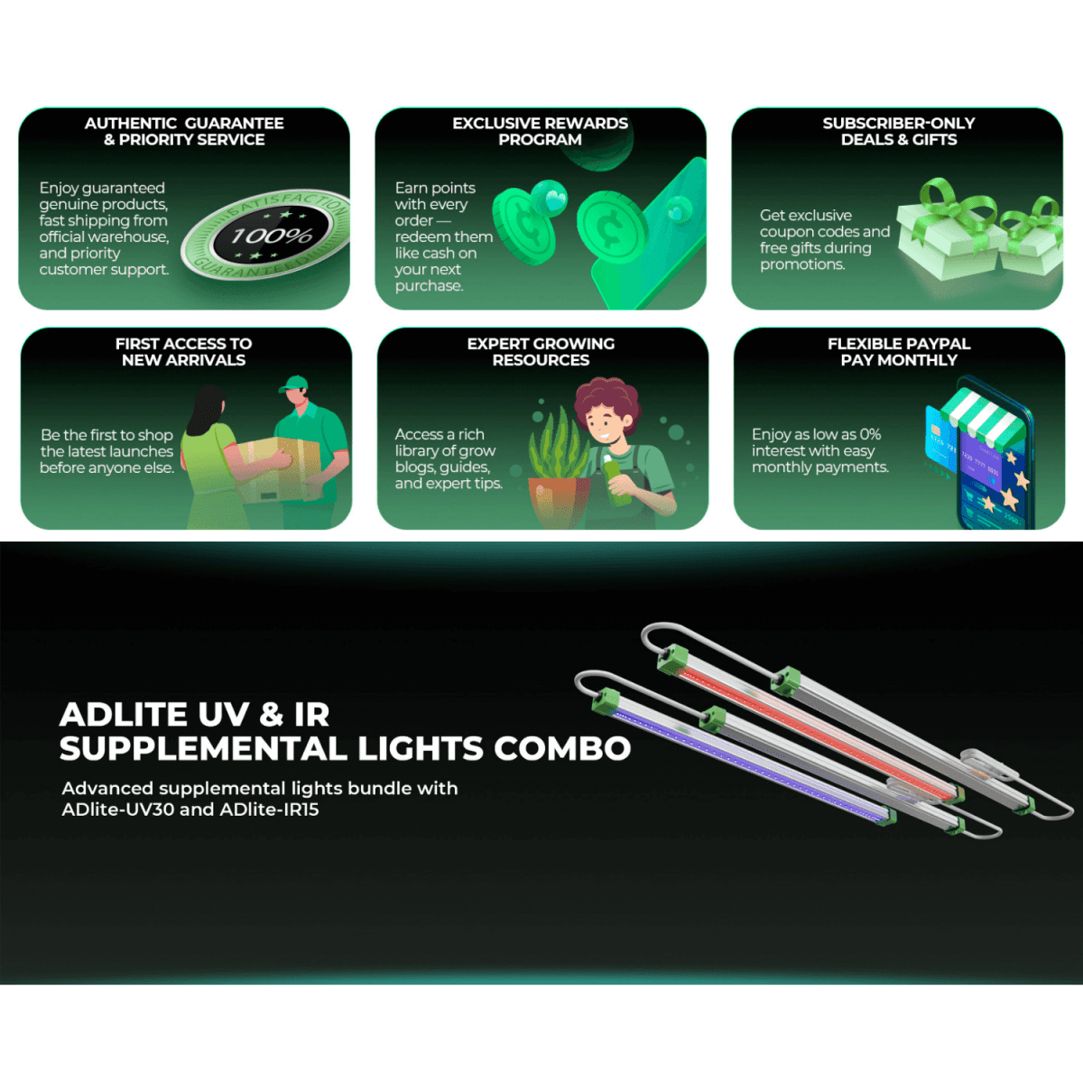 Mars Hydro ADLite UV 15W + IR 8W Supplemental LED Grow Light Bars (Set of 2) - Ed's Plant Shop