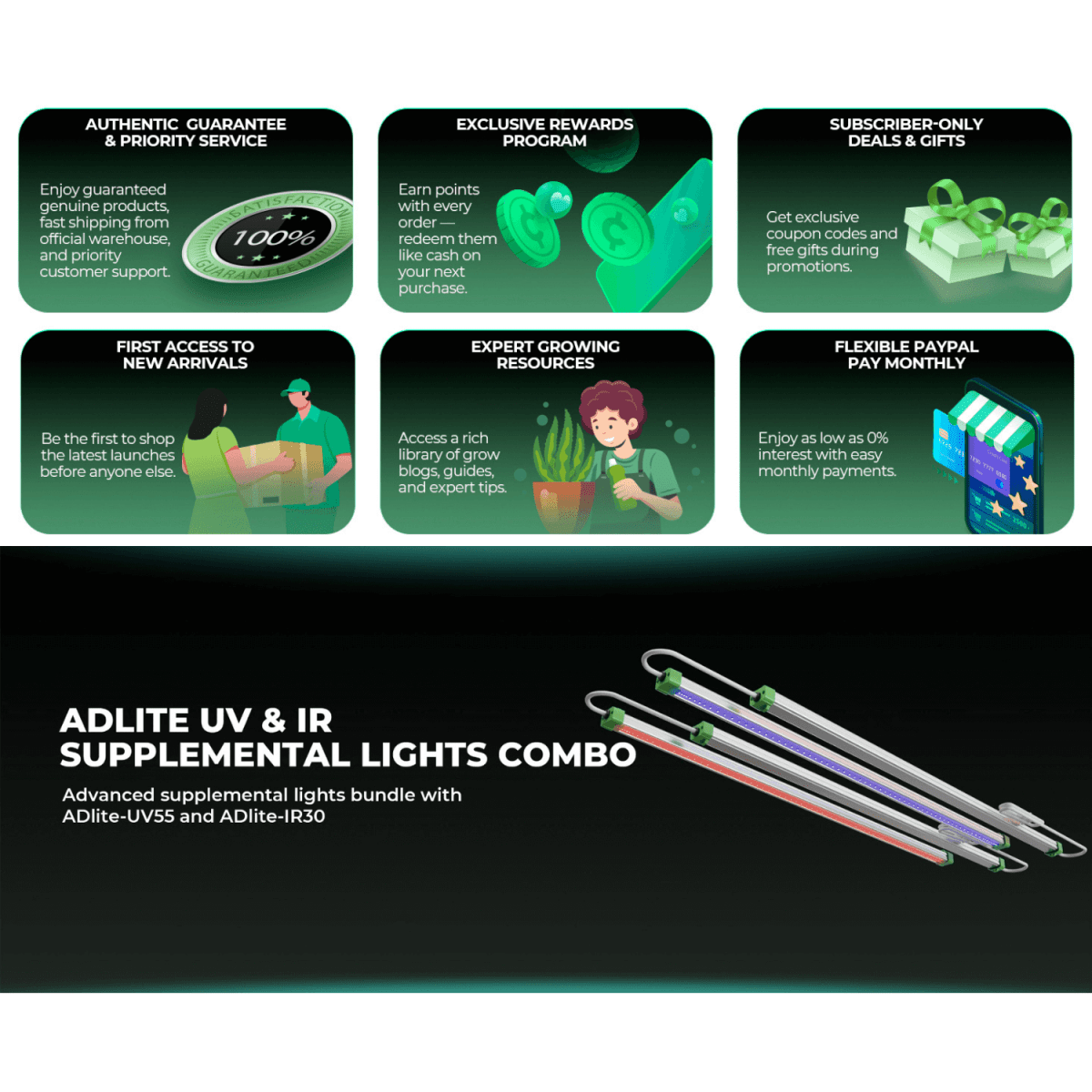 Mars Hydro ADLite UV 27W + IR 15W Supplemental LED Grow Light Bars (Set of 2) - Ed's Plant Shop