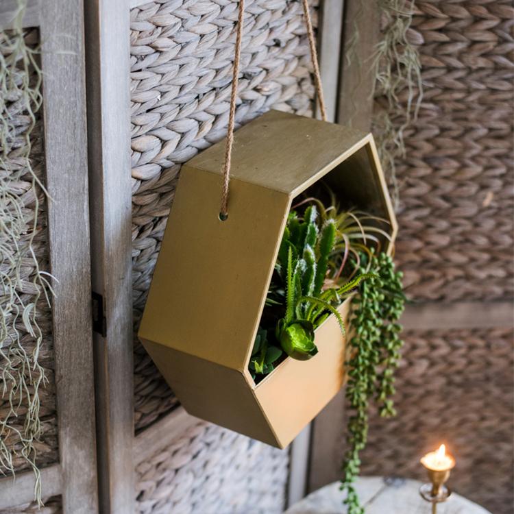 Modern Gold Hexagon Hanging Planter - Ed's Plant Shop