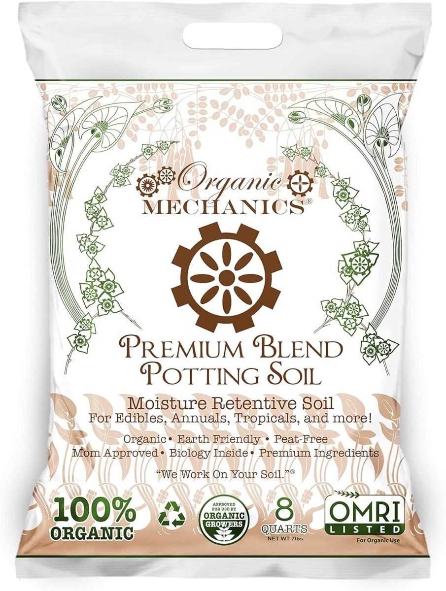 Organic Mechanics Premium Blend Potting Soil - Peat - Free (8 Dry Quarts) - Ed's Plant Shop