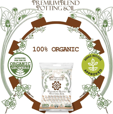 Organic Mechanics Premium Blend Potting Soil - Peat - Free (8 Dry Quarts) - Ed's Plant Shop