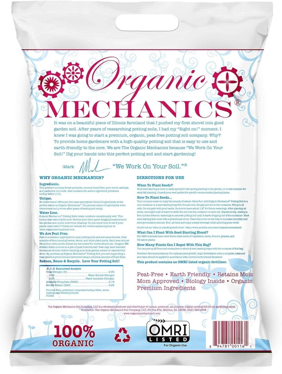 Organic Mechanics Seed Starting Blend (8 Dry Quarts) - Ed's Plant Shop