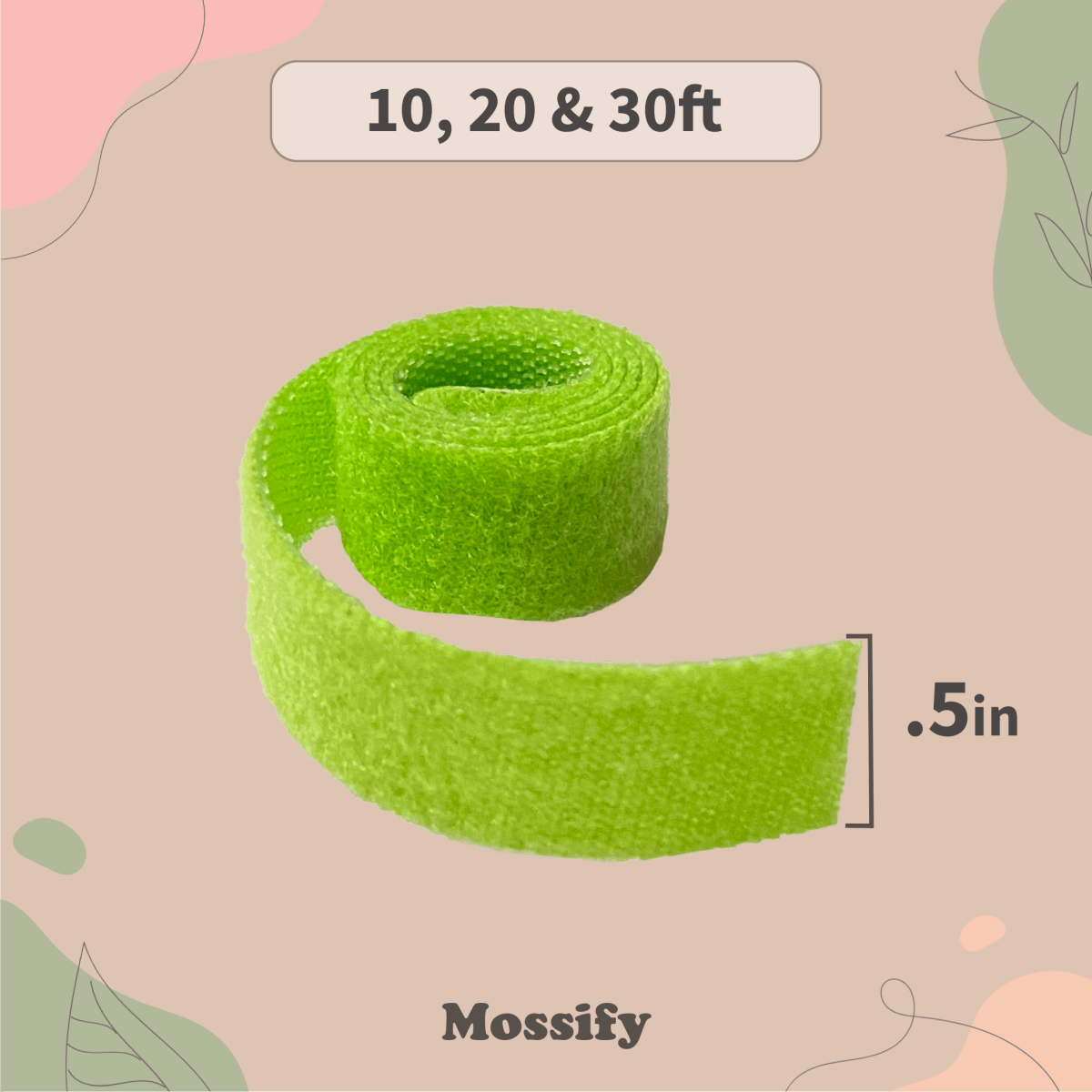 Reusable Plant Tape by Mossify – Soft Velcro Plant Tie for Indoor & Outdoor Use (20 ft) - Ed's Plant Shop