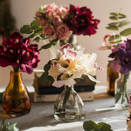 Small Silk Cymbidium Orchid Bouquet (7 Stems, 3 - inch Blooms) - Ed's Plant Shop