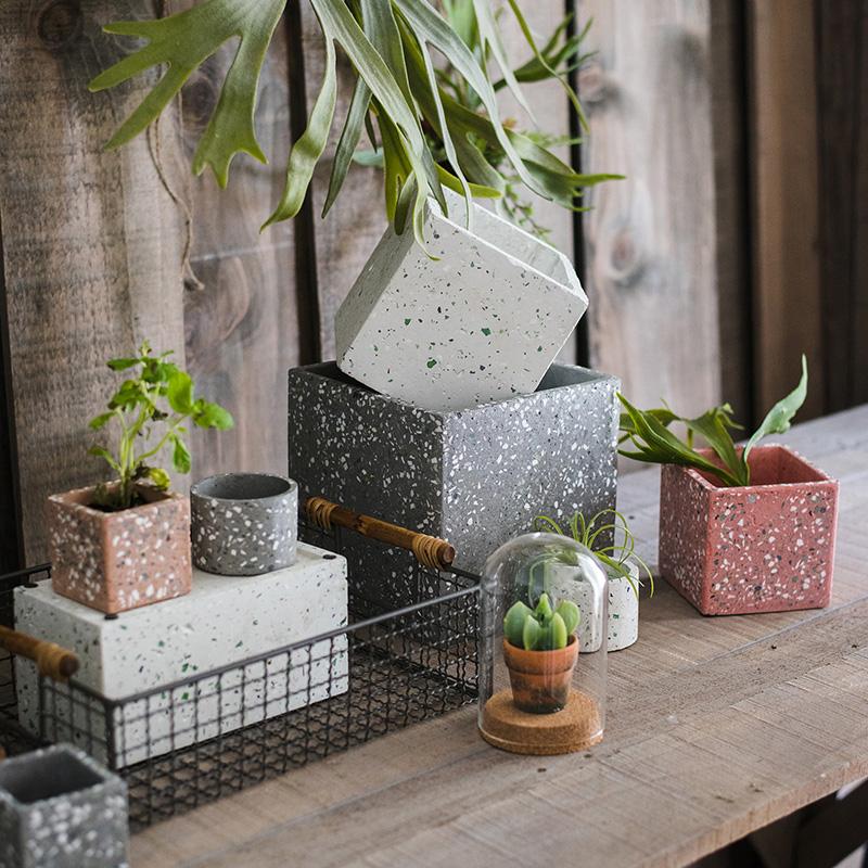 rusticreach large terracotta red concrete planter pot Speckled Cement Planters – Fun, Versatile, and Classy – Ed's Plant Shop