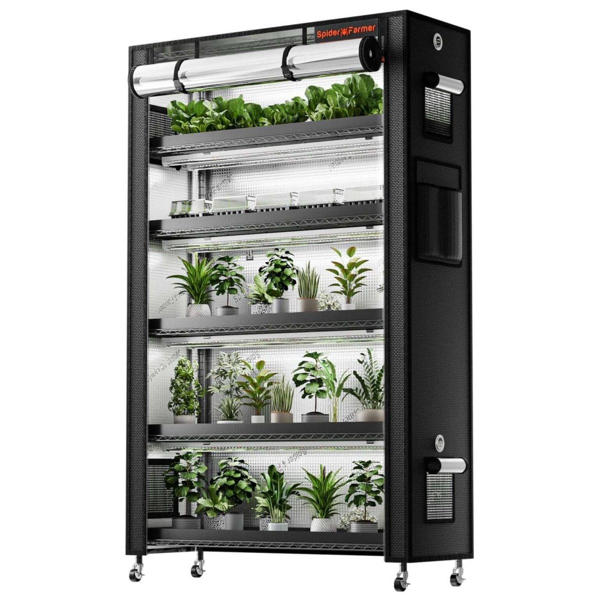 plant stand for spider plant Spider Farmer 6-Tier Plant Stand with Grow Lights & Grow Tent Kit (220W)