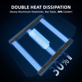 Heavy aluminum heatsink with double heat dissipation on a dark background