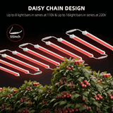 LED light bars with daisy chain design on a plant background