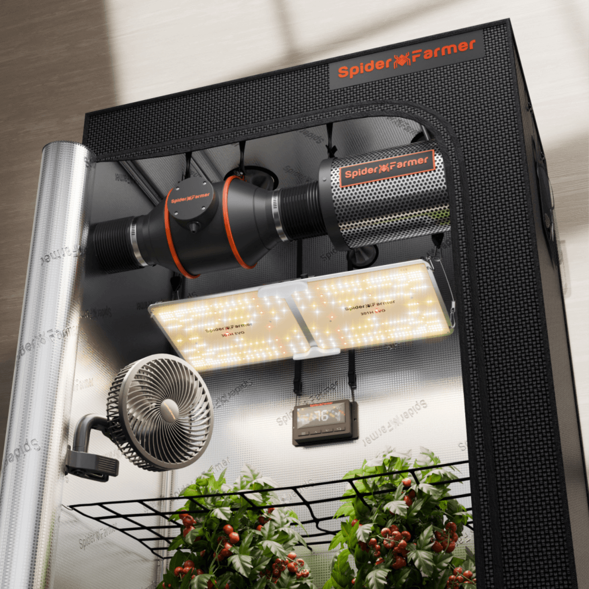 grow tent fan kit Spider Farmer SF2000 Grow Tent Kit with Inline Fan and Controller