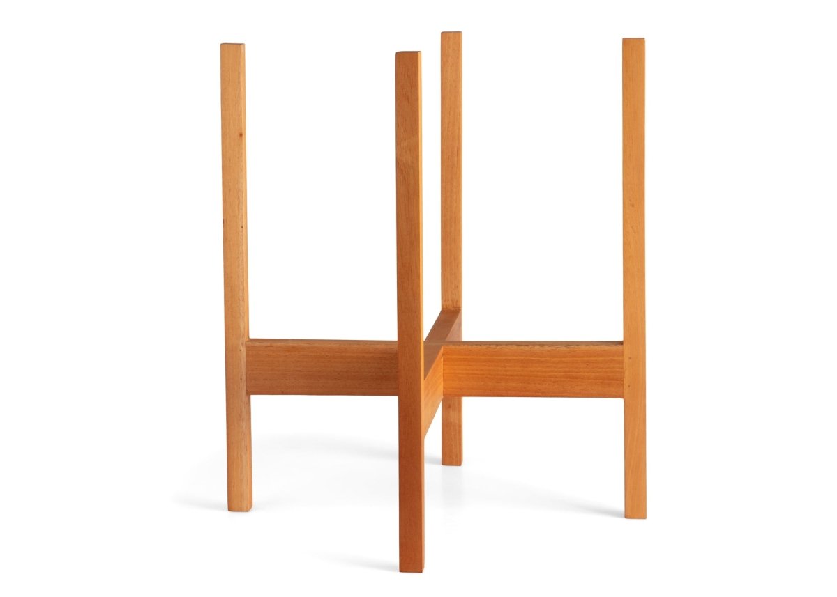 Square - Leg Mahogany Plant Stand — Adjustable Height, Indoor/Outdoor - Ed's Plant Shop