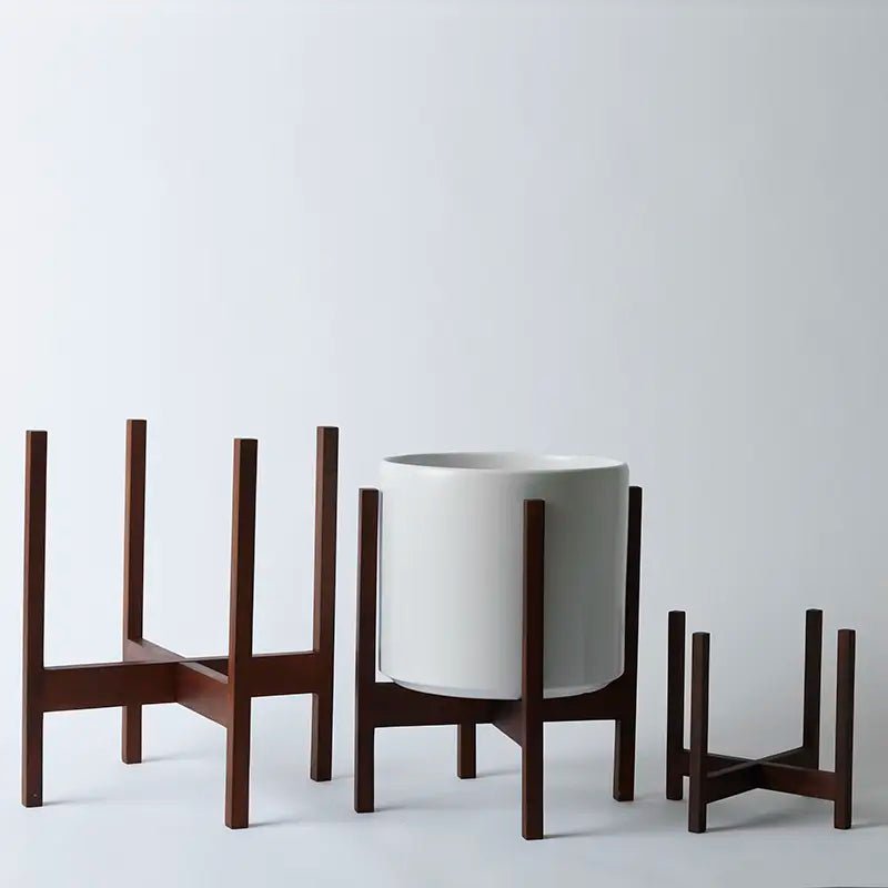 Square - Leg Mahogany Plant Stand — Adjustable Height, Indoor/Outdoor - Ed's Plant Shop