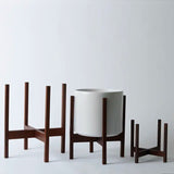 Square - Leg Mahogany Plant Stand — Adjustable Height, Indoor/Outdoor - Ed's Plant Shop