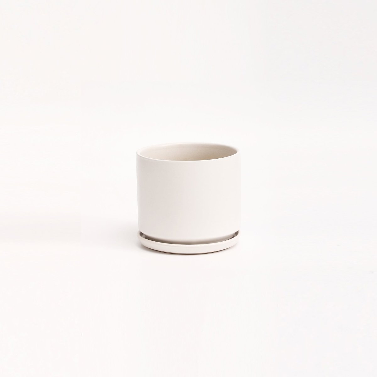 The Ceramic Cylinder Planter with Saucer, 2nd Generation - Ed's Plant Shop