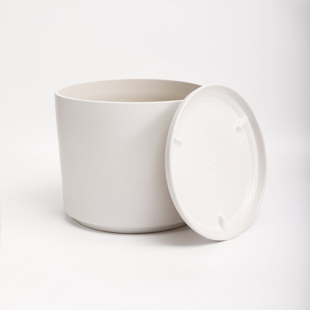The Ceramic Cylinder Planter with Saucer, 2nd Generation - Ed's Plant Shop