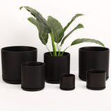 The Ceramic Cylinder Planter with Saucer, 2nd Generation - Ed's Plant Shop