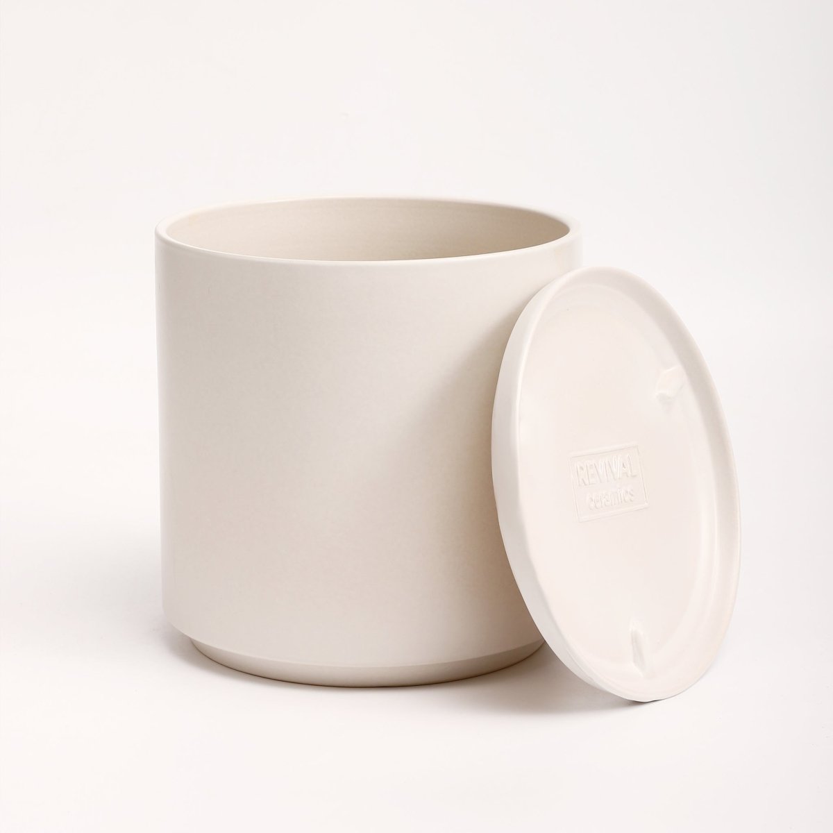 The Ceramic Cylinder Planter with Saucer, 2nd Generation - Ed's Plant Shop