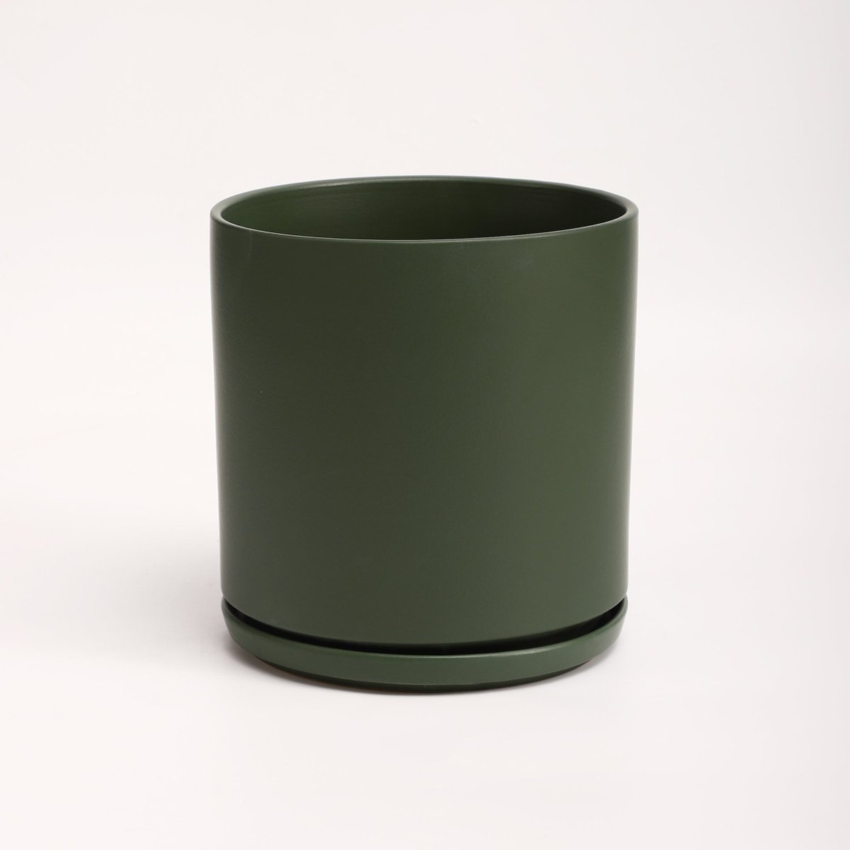 The Ceramic Cylinder Planter with Saucer, 2nd Generation - Ed's Plant Shop