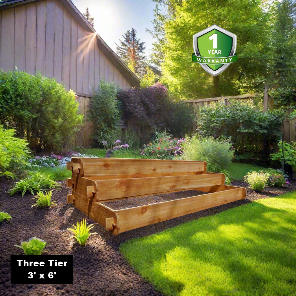 Timberlane Gardens Raised Garden Bed Kit Large 3 Tiered (1x6 2x6 3x6) Select Cedar Elevated Planter - Ed's Plant Shop