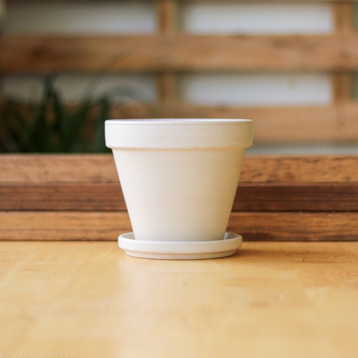 white plastic planter pot White Terracotta Pot with Water Saucer