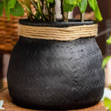 Woven Cement Planter With Rope Accent - Ed's Plant Shop