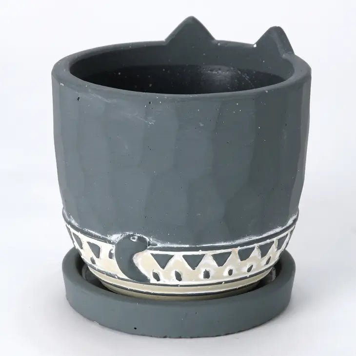 Black Cat Planter - Cement - Ed's Plant Shop