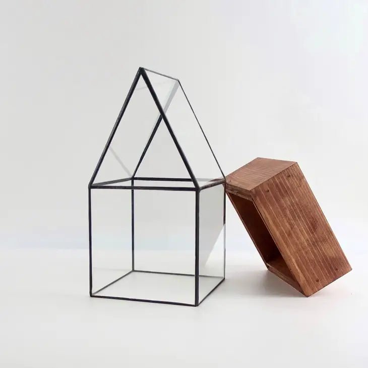 Cape Cod Glass and Wood Terrarium, Mini Greenhouse - Ed's Plant Shop
