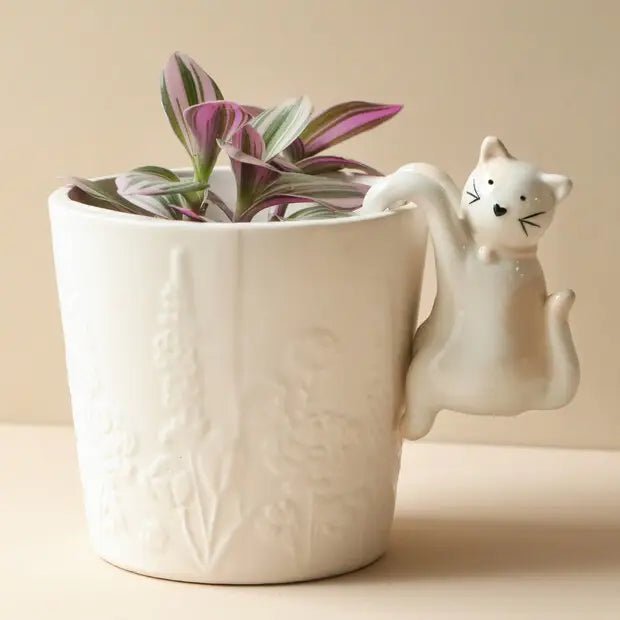 Ceramic Cat Planter Hanger - Ed's Plant Shop
