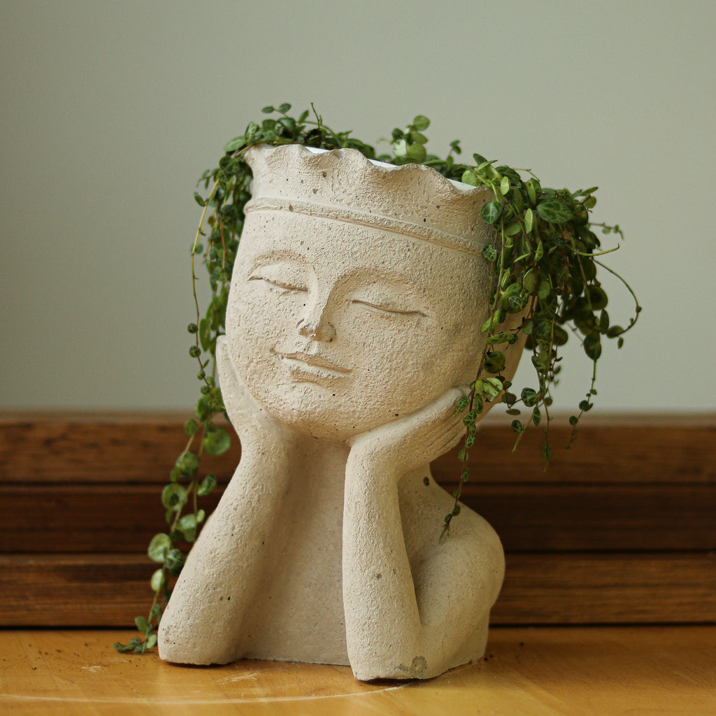 Concrete Relaxed Lady Planter for 3-Inch to 4-Inch Plants - Ed's Plant Shop