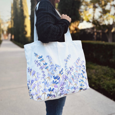 Reusable Tote Bag With Lavender Flowers