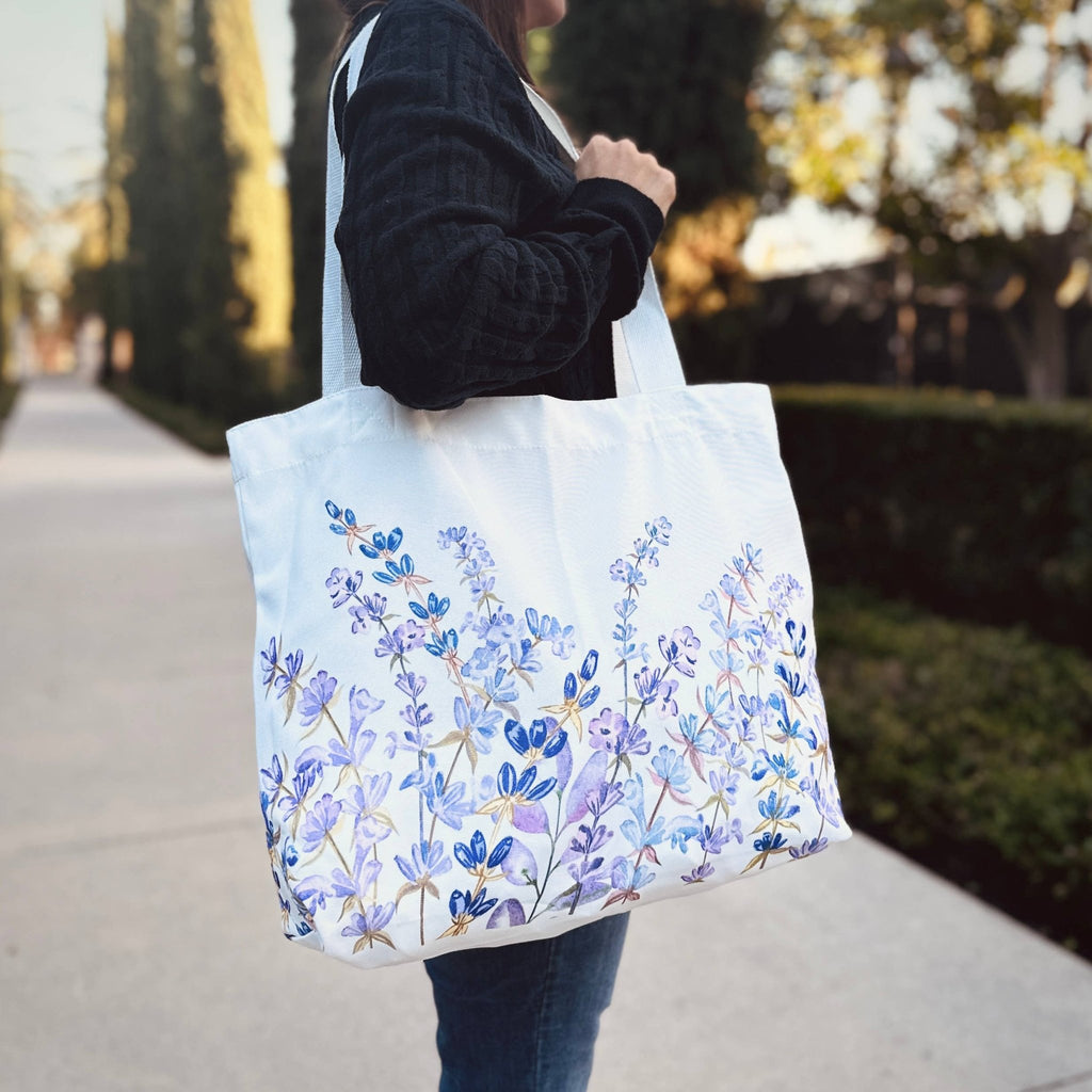 Reusable Tote Bag With Lavender Flowers