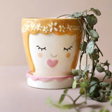 Pink Face Ceramic Planter and Tray, 9cm - Ed's Plant Shop