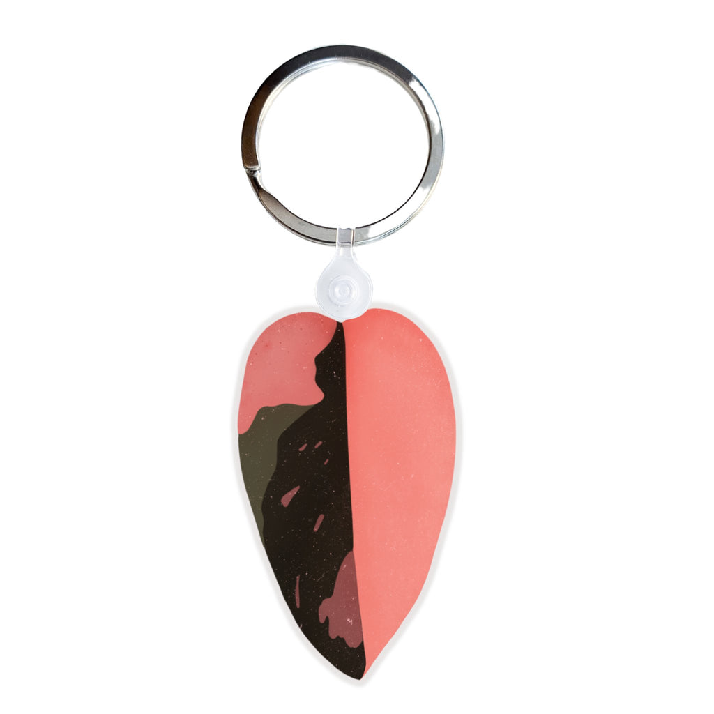 Pink Princess Philodendron Leaf Acrylic Keychain - Ed's Plant Shop