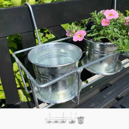 Three Pot Holder For Balcony Railing - Ed's Plant Shop