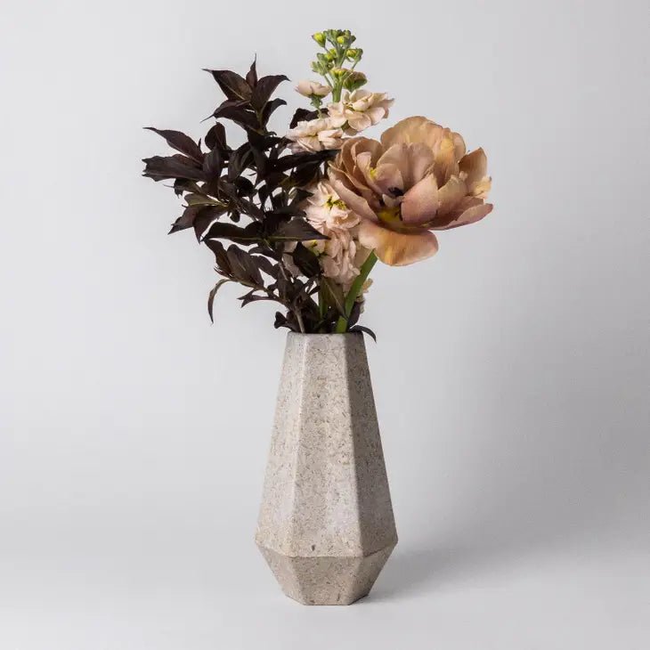 Rice Husk Geometric Vase - 8 inches - Ed's Plant Shop