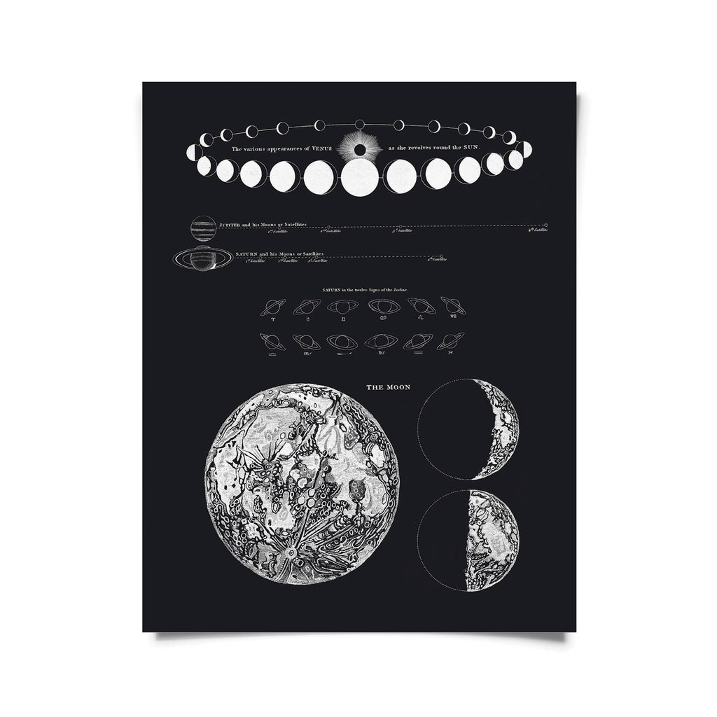 Vintage-Style Astronomy Moon Map and Venus Print - Ed's Plant Shop