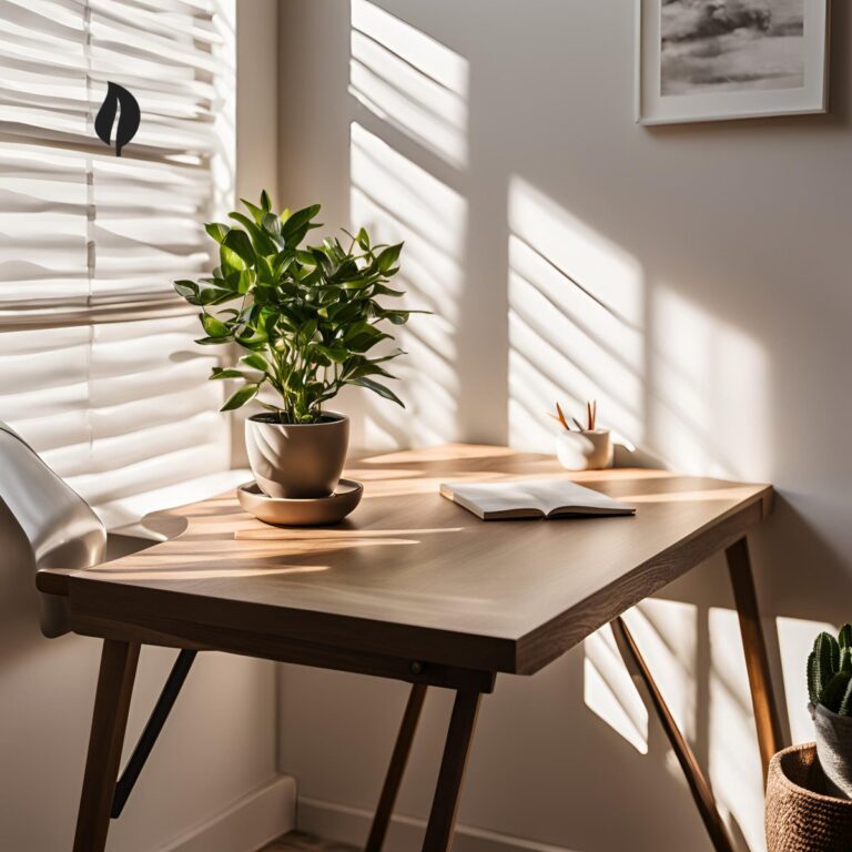 Office desk decorated with indoor plants that thrive in workspaces