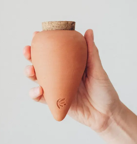 Handcrafted terracotta Olla self‑watering pot with cork stopper