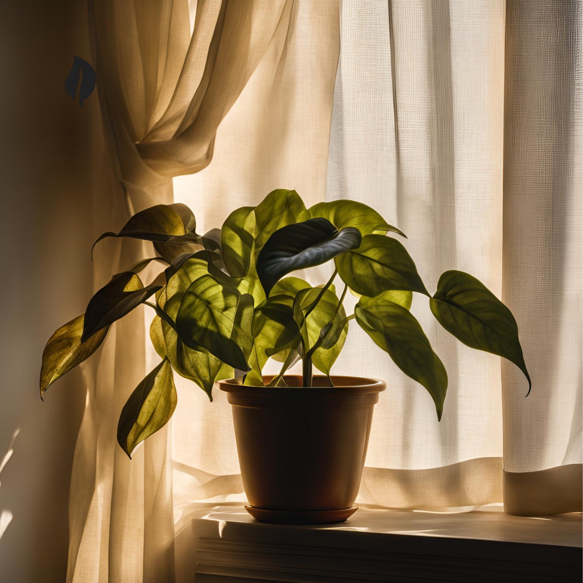 Houseplant soil with tiny fungus gnats flying above the surface