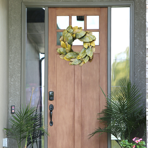 Broadleaf Wreath On Front Door