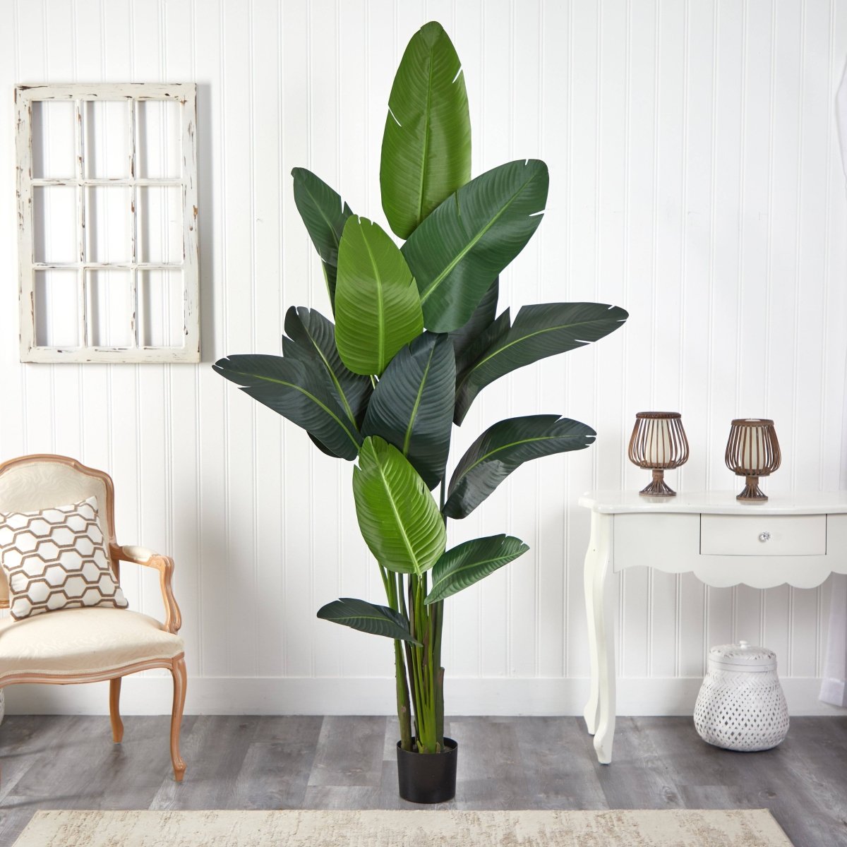 7-ft Artificial Traveler's Palm Tree Kit in Woven Planter - Ed's Plant Shop