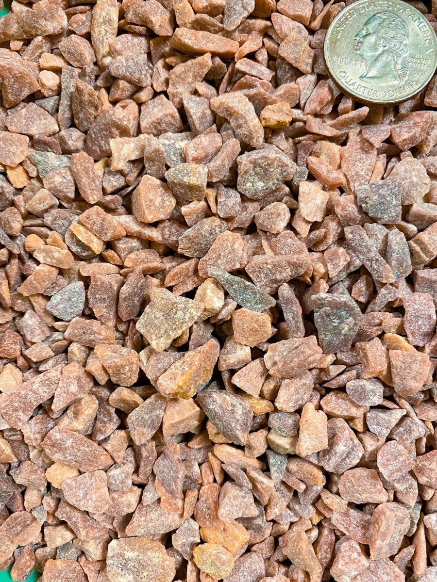 Sedona Red Soil Topper by Sol Soils, a sparkling pink quartz decorative top dressing for potted plants